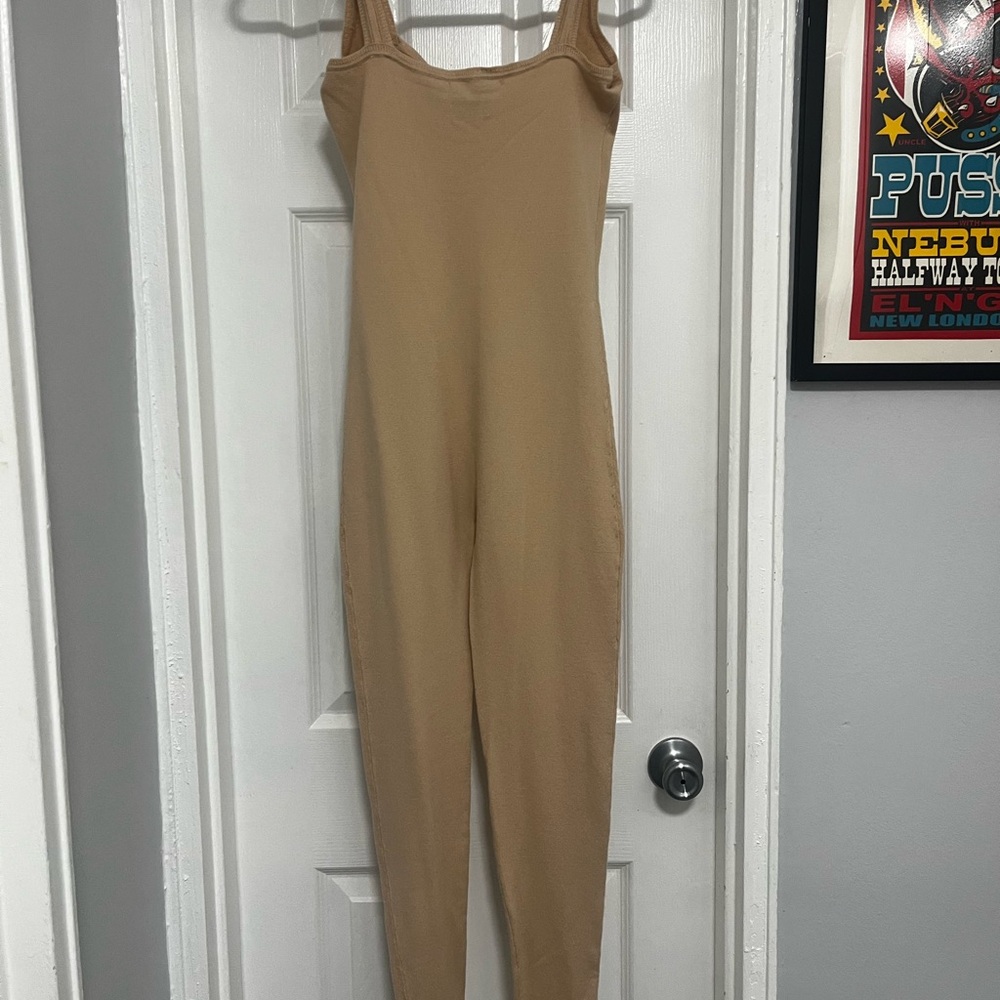 Zara Limited Edition NYC Ballet Knit Beige Stretch Jumpsuit - Picture 5 of 6